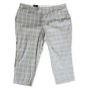 NWT AVA & VIV Black White Plaid High Rise Ankle Pants Womens Plus Size 26